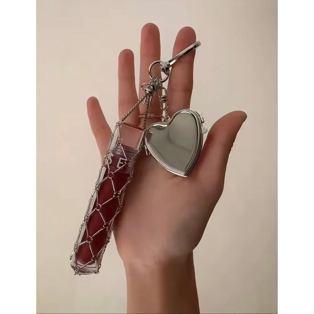 Zara Portable Metal Lipstick Holder Mini Mirror Stylish Hanging Key Charm